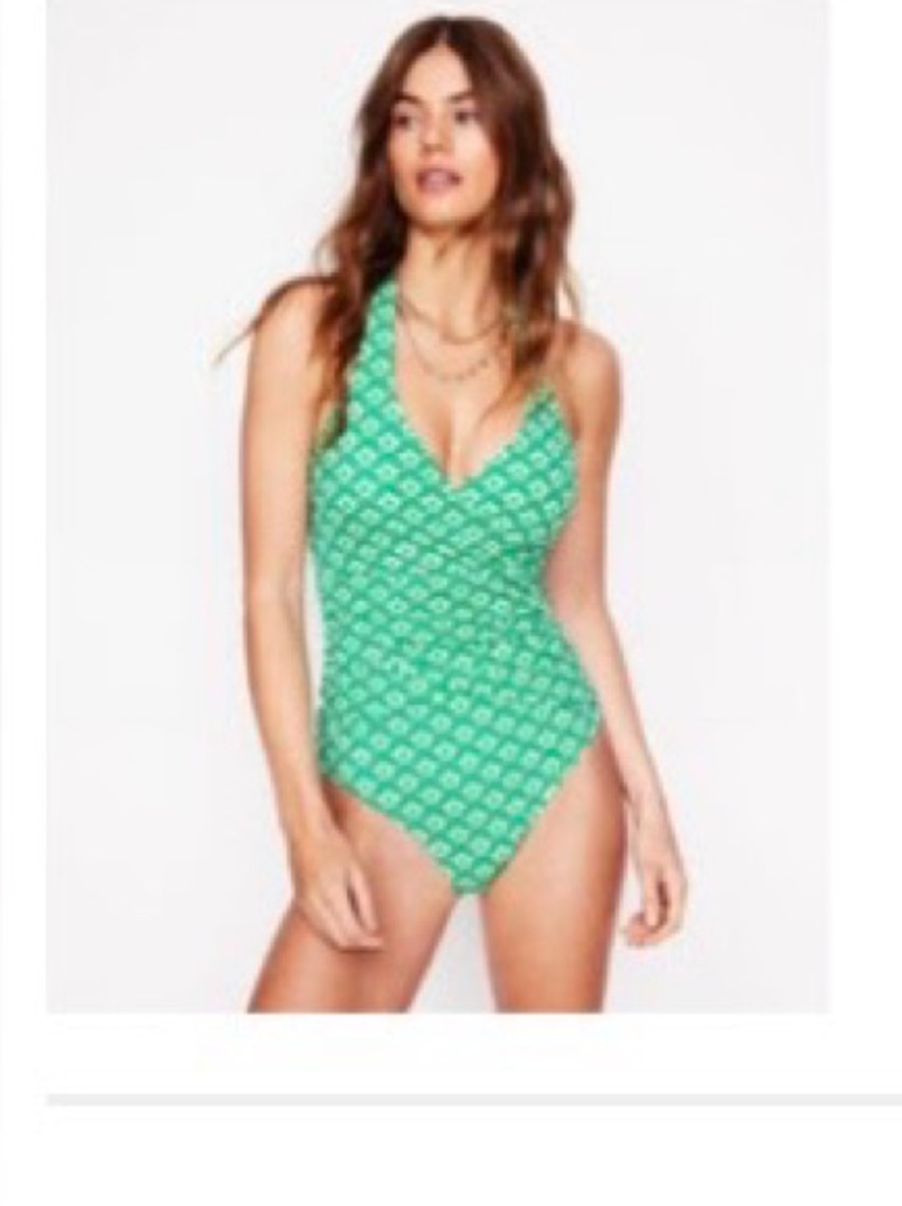 Boden Levanzo Swimsuit green Floral halter neck One-Piece Swimsuit NWT